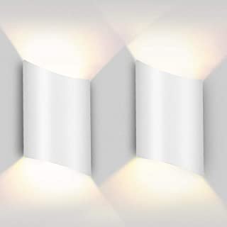 2 piezas LED luces de pared modernas lampara de pared de aluminio resistente al agua aplique de pared luz de noche para sala de estar dormitorio pasillo iluminacion decorativa blanco calido