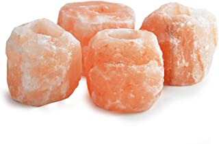 4 portavelas de roca de sal del Himalaya – Portavelas de cristal de curacion ionizante