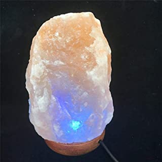 Base de madera USB tallada a mano natural Cristal de Himalaya Lampara de sal de roca Purificador de aire Luz nocturna- Borgona