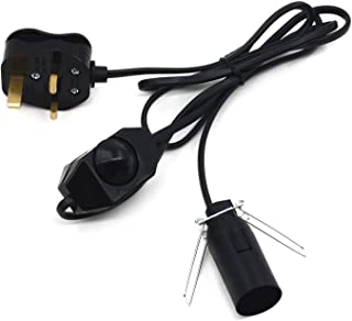 Betus Cable de lampara de Sal con atenuador- Cable de alimentacion con Interruptor de atenuacion y Clip para Todas Las lamparas de Sal de Cristal del Himalaya - UL- 230 V- estandar del Reino Unido