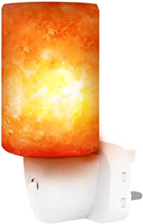 Betus Lampara de Pared de Sal del Himalaya de Cristal Natural - Luz Nocturna purificadora de Aire - Enchufe Giratorio de 360 ​​° Bombilla de 15W - Cilindrica
