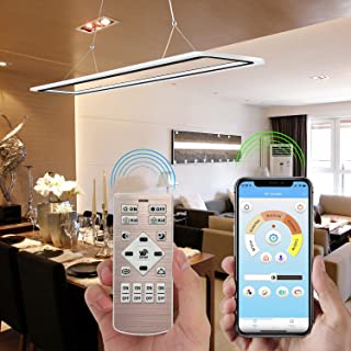 EYLM Lampara de techo con luz LED regulable- luces colgantes de luz de lampara ajustable en altura- con aplicacion movil y control remoto para el comedor- sala- oficina- cocina- restaurante