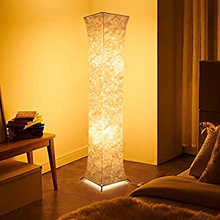 Fy-Light Lampara de pie- 132 Lamparas de pie modernas de tela para sala de estar con 2 bombillas Atmosfera natural calida simple para el dormitorio