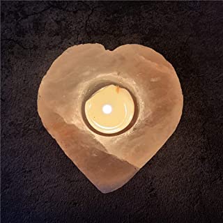Gogh Cristal del Himalaya Natural Rock Salt lampara Hecha a Mano con Ronda-en Forma de corazon-Triangulo- Viene con Aceite Esencial Velas- la Mejor opcion para la Calidad del sueno-Heartshape