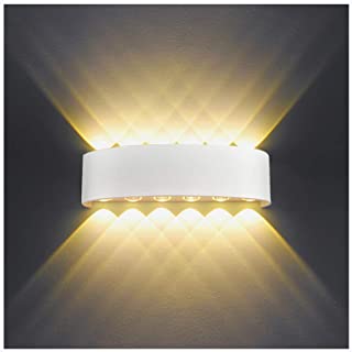 HYDONG Lampara de pared LED moderna de interior y exterior de 12 w y resistente al agua ip65 para sala de estar y dormitorio Blanco