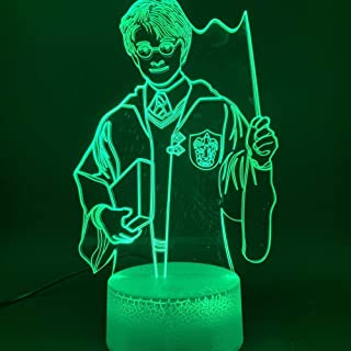 Lampara 3D The Magic Boy Harry Potter Figura Ilusion optica Lampara Usb Funciona con pilas Luz de noche Luz 3D de noche para ninos Sala de decorusb Lectura recargable Suenos nocturnos para dormir Deco