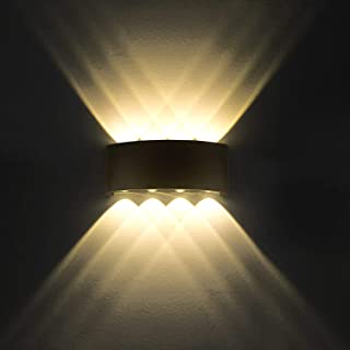 Lampara de pared LED 8W Moderno IP65 a prueba de agua iluminacion aplique de aluminio luz decorativa para la sala de estar Dormitorio Hall escalera camino （Blanco calido）