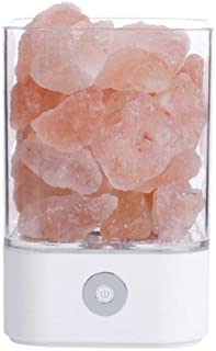 Lampara de sal del Himalaya natural inteligente- purificador de aire LED con brillo de sal rosa Lampara de noche recargable con luz nocturna- blanco cuadrado