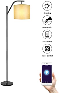 Lamparas de Pie WIFI- Wellwerks Lampara de Salon INTELIGENTE Luz Regulable Control Remoto Compatible con Alexa y App de Movil para Hogar Estudio Dormitorio