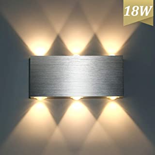 Lightess 18W Apliques Pared LED Lampara de Pared Interior Luz Moderna de Puro Aluminio Iluminacion para Dormitorio- Pasillo- Entrada-Sala de Estar (blanco calido- 18w)