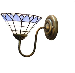 LONGLING lampara de Pared- Cuenco Sombra Tiffany Estilo lampara de Pared Creativa Industrial Retro Vintage lampara de Pared- Dormitorio Pasillo Sala de Estar Escalera lampara de Pared(Blue)