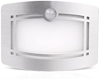 Luces de armario con sensor de movimiento- lampara de pared OxyLED- lampara de pared de aluminio de lujo en cualquier lugar- luz de seguridad interior para escalera - cocina - bano - sala de lavanderia - pasillo - armario (1 paquete- con pilas) [Clase de eficiencia energetica A+++]