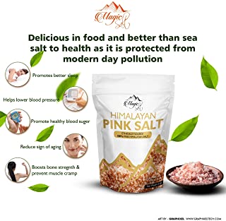 Magic Salt ® Himalayan Sal fina o gruesa de color rosa Pura y naturalmente sal organica de grado alimenticio organico (COARSE- 1KG BAG)