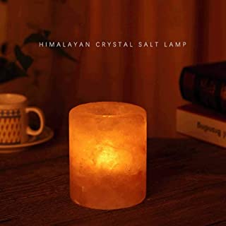 Natural rosa de sal del Himalaya Lampara Vela Cilindro de purificacion de aire de cristal de sal de roca de la lampara de noche creativo luz de la noche con el interruptor del boton Inicio regalos de