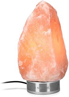 Navaris Lampara de Sal del Himalaya de 2-3 KG - Lampara de Piedra Natural con regulador de Intensidad - Lampara de Cristal de Sal con Base de Metal