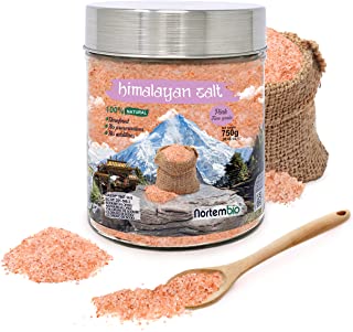 Nortembio Sal Rosa del Himalaya 750 g. Fina (1-2 mm). 100- Natural. Sin Refinar. Sin Conservantes. Extraida a Mano