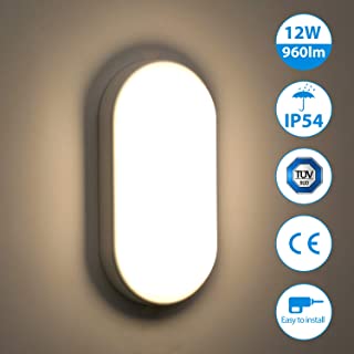 Oeegoo LED Lampara de Techo 12W- resistente al agua IP54- Moderna LED Luz de Techo 960LM para Bano Dormitorio Cocina Sala de Estar Comedor Balcon Pasillo- Blanco Natural 4000K