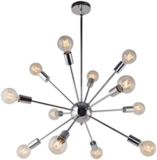 OYI Cromo Moderno Sputnik Iluminacion colgante Lamparas de arana Metal ligero con 12 luces E27 para sala de estar Dormitorio loft cafe studio (Sin bombilla)