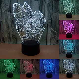 RUMOCOVO® Angel Nina 3D LED Luz De Noche 3D Lampara Tactil 7 Colores LED Lampara Visual Decoracion Lampara Regalo de Navidad Hogar Iluminacion