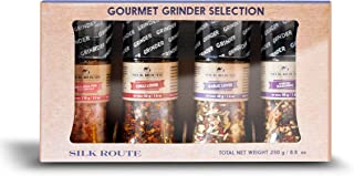 Set di Grinder di Spezie Silk Route Spice Company (1 x Sale Rosa dell'.Himalaya- 1 x Chili 1 x Aglio 1 x Condimento quotidiano)