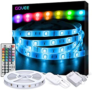 Tiras LED 5M- Govee Tira LED RGB con Control Remoto de 44 Botones y Caja de Control- 20 Colores- 8 Modos de Brillo y 6 opciones DIY para la Habitacion- Dormitorio- 150 RGB 5050 SMD LEDs- 12V 1.5A