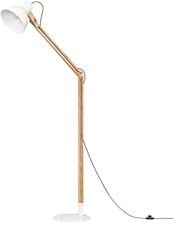 Tomons lampara de pie- Cabeza ajustable- madera de goma de la naturaleza- 8W luz blanca caliente del LED- lampara de 40W E27- 57.8-altura conveniente para la sala de estar- dormitorio-FL1001