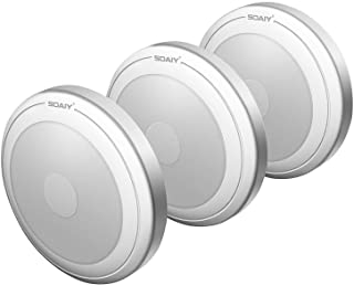[Version Mejorada] SOAIY - 3 PCS Luz LED Nocturna con Pilas- Lampara con Sensor al Tacto para Armario- Habitacion- Pasillos- Escaleras- Coche [Clase de eficiencia energetica A++]