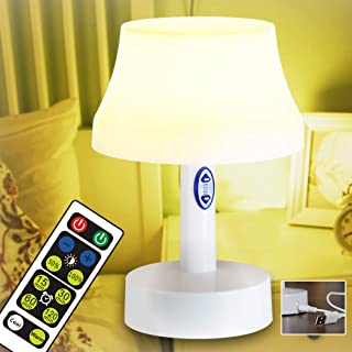 WRalwaysLX - Lampara de mesita de noche con mando a distancia (funciona con pilas- para dormitorio- salon- sala de estar- mesa de cafe)