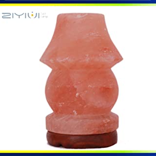 ZIYIUI Lampara de sal de cristal natural 100- original Lampara de mesa de sal de roca del Himalaya de calidad Lampara de sal de tipo enchufe europeo